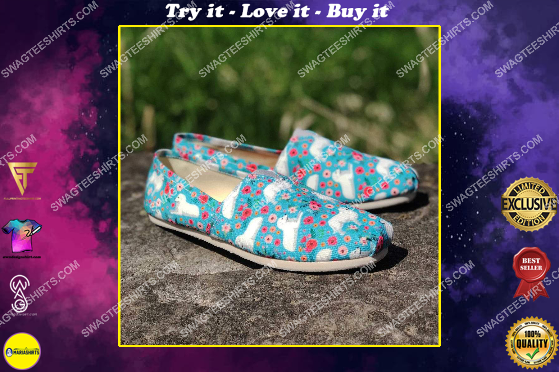 flower and great pyrenees dogs lover all over printed toms shoes