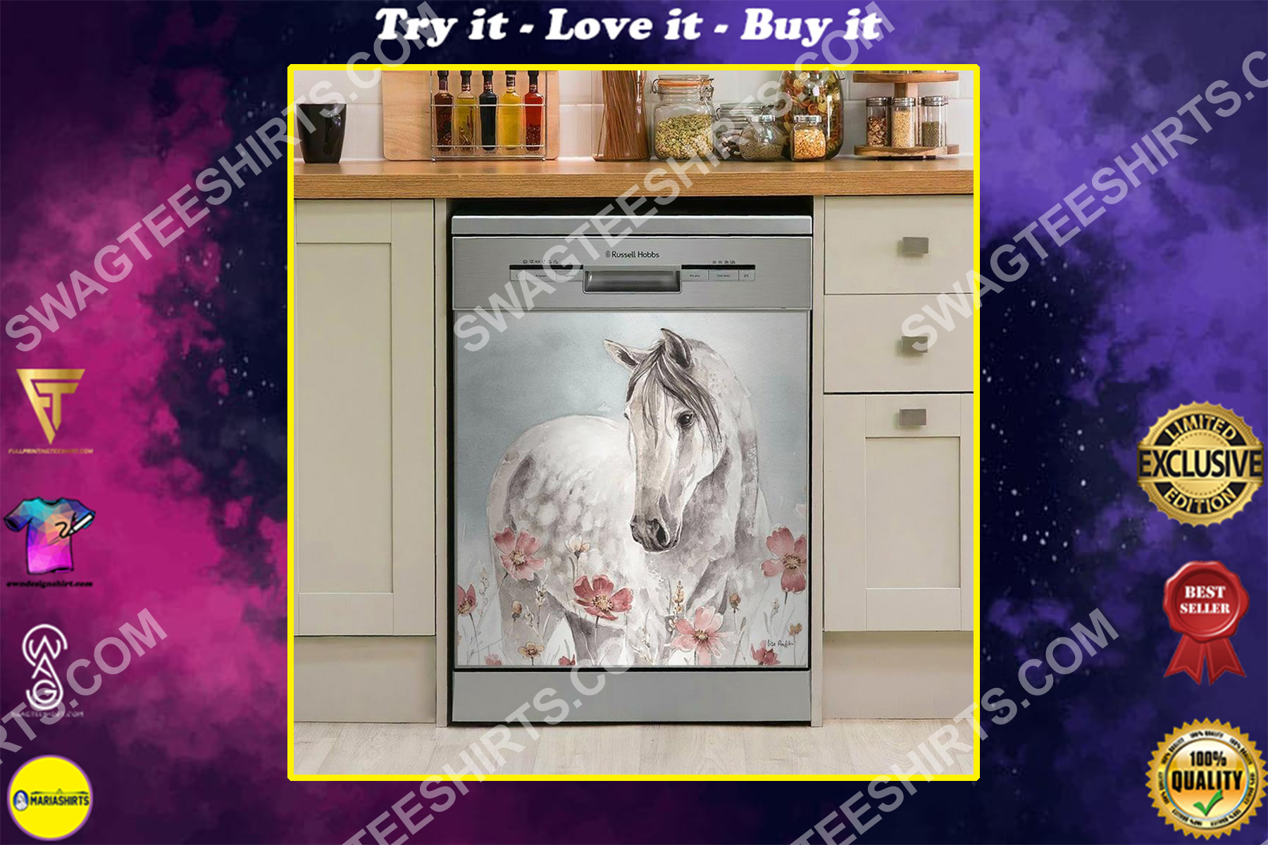 flower and horses kitchen decorative dishwasher magnet cover