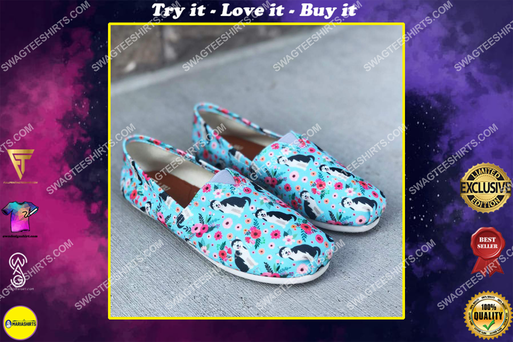 flower siberian husky dogs lover all over printed toms shoes