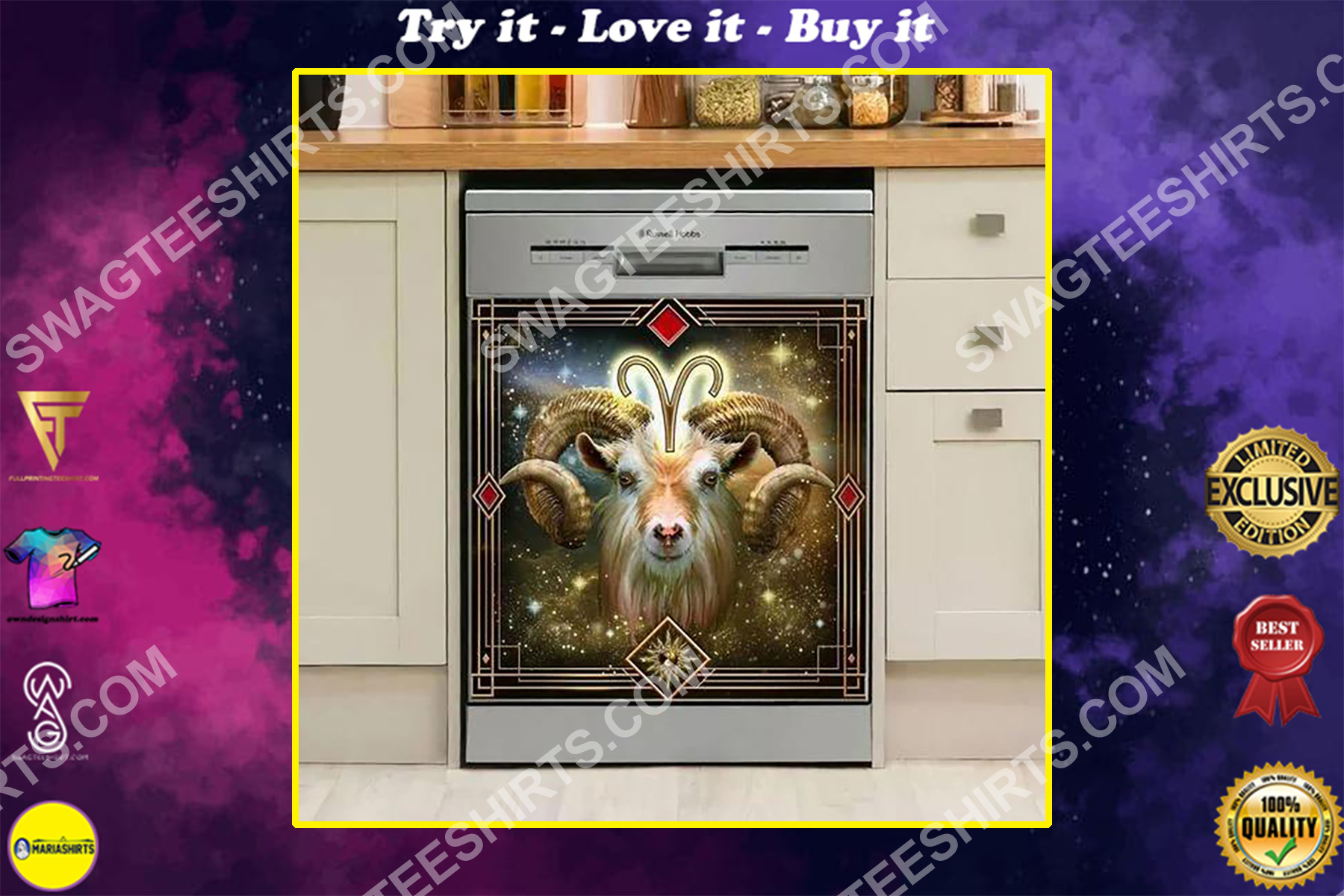 goat galaxy kitchen decorative dishwasher magnet cover