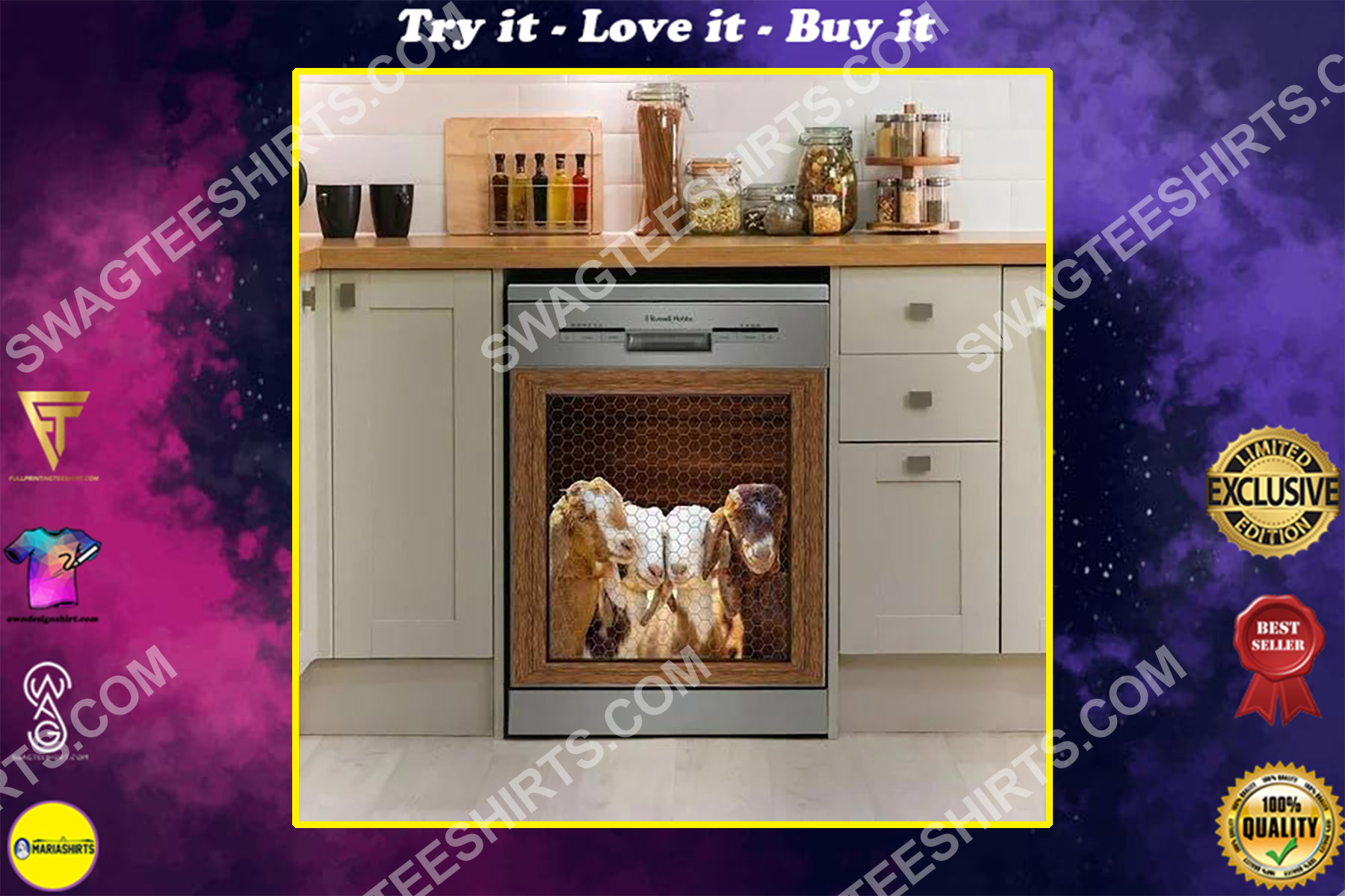 goat lovers kitchen decorative dishwasher magnet cover