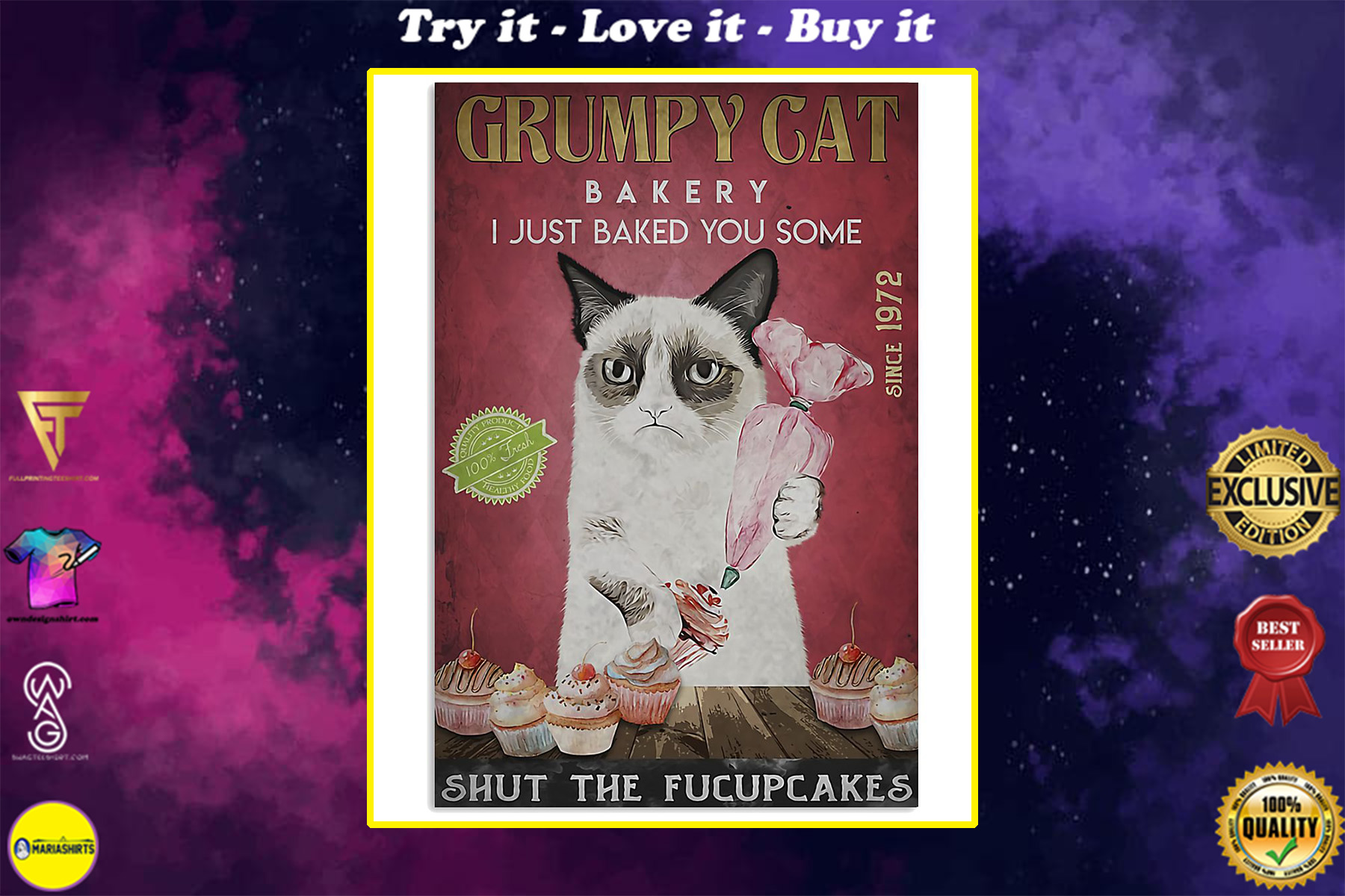 grumpy cat bakery i just baked you some shut the fucupcakes vintage poster