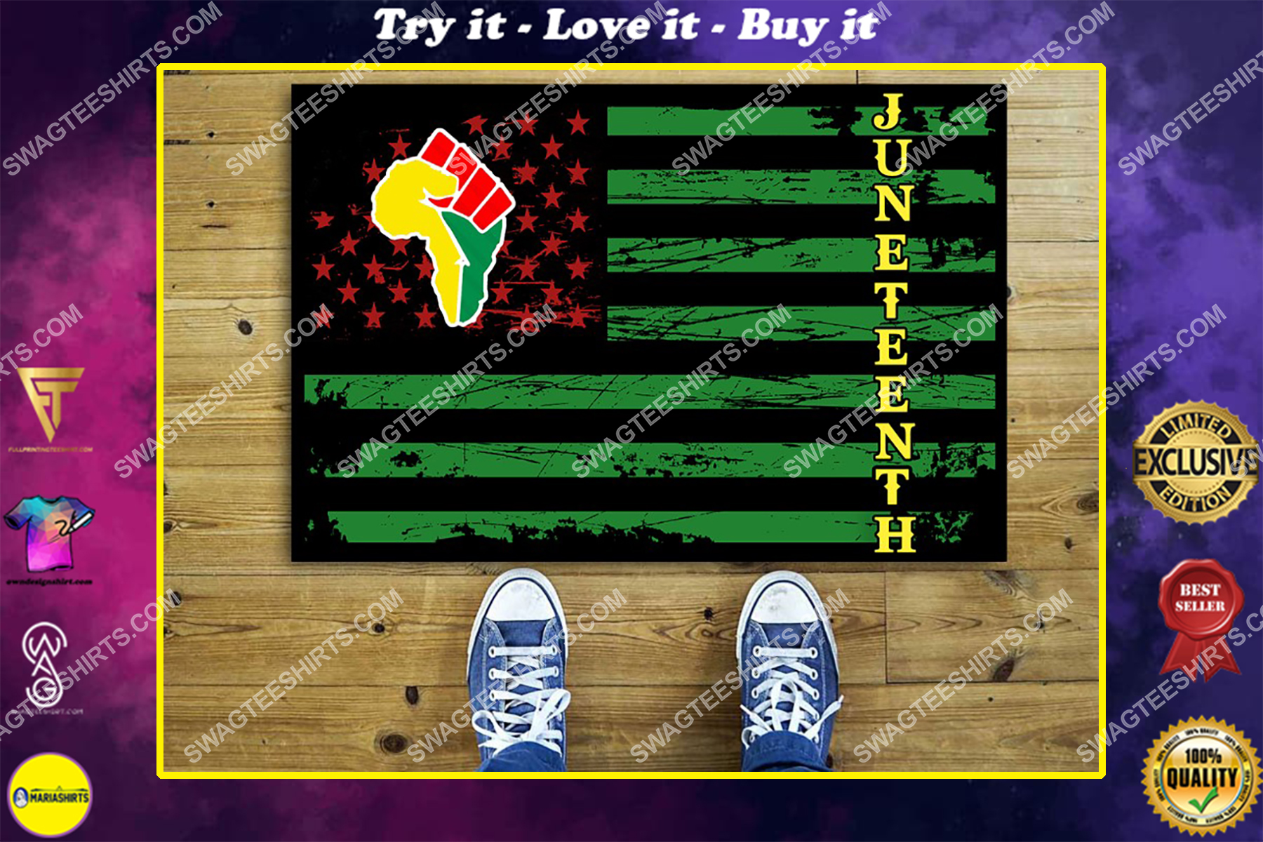 juneteenth african pride black freedom independent day full print doormat