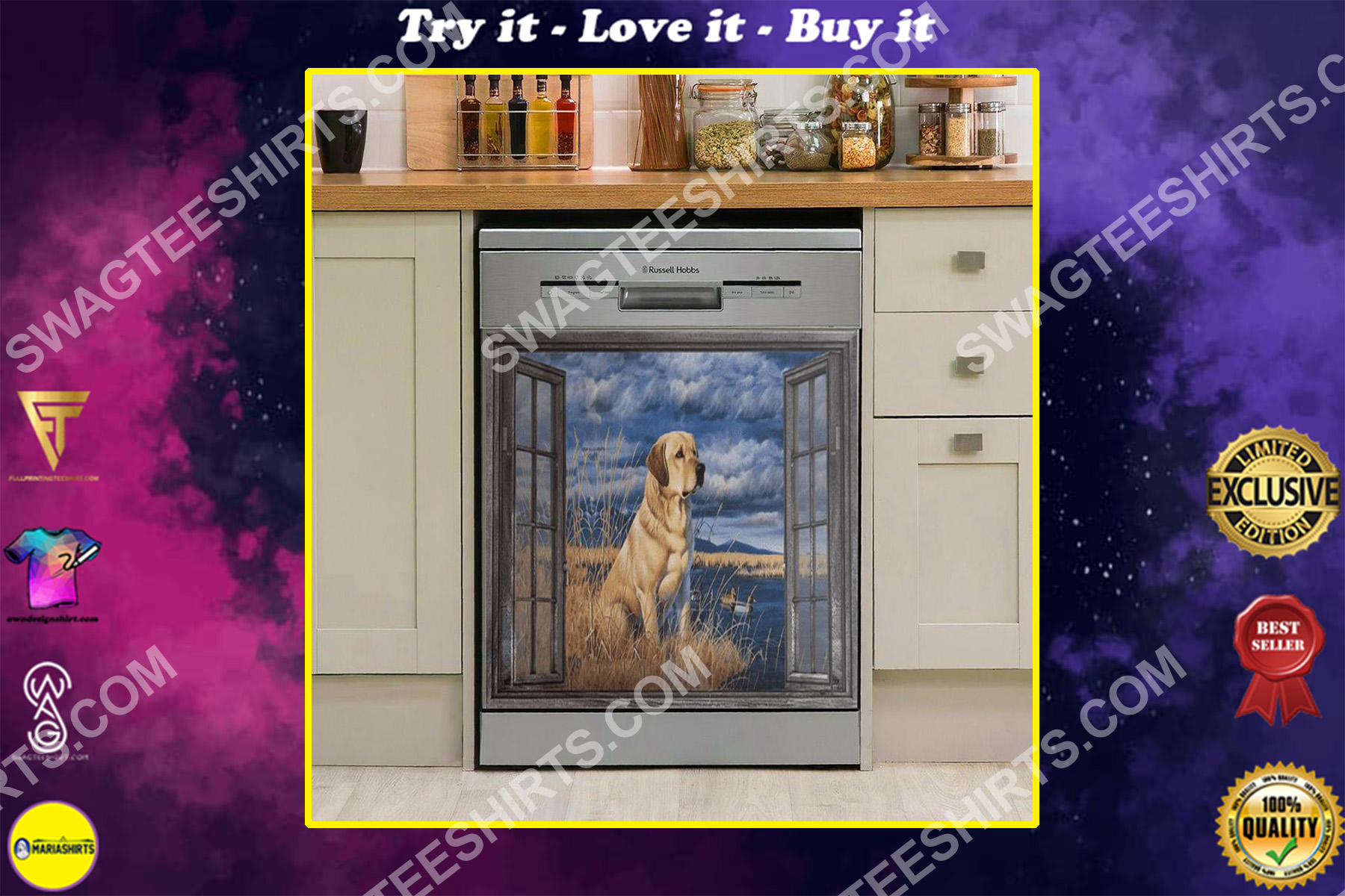 labrador lover kitchen decorative dishwasher magnet cover