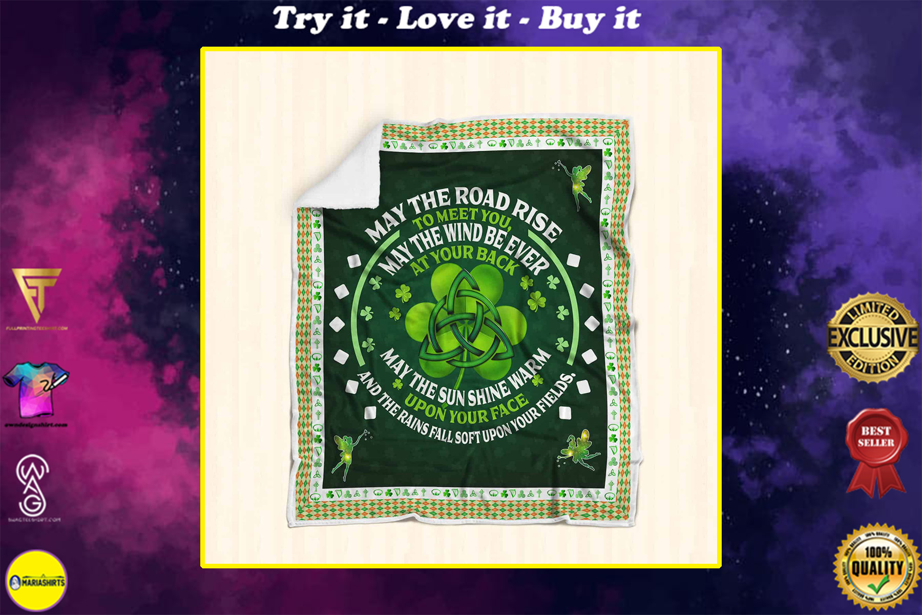 may the road rise to meet you st patricks day all over printed blanket
