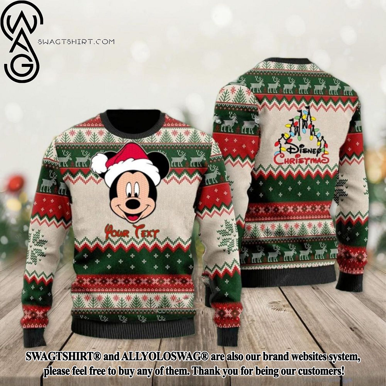 Mickey Santa Personalized Disney Cartoon Lover Christmas Gift Ugly Christmas Sweater