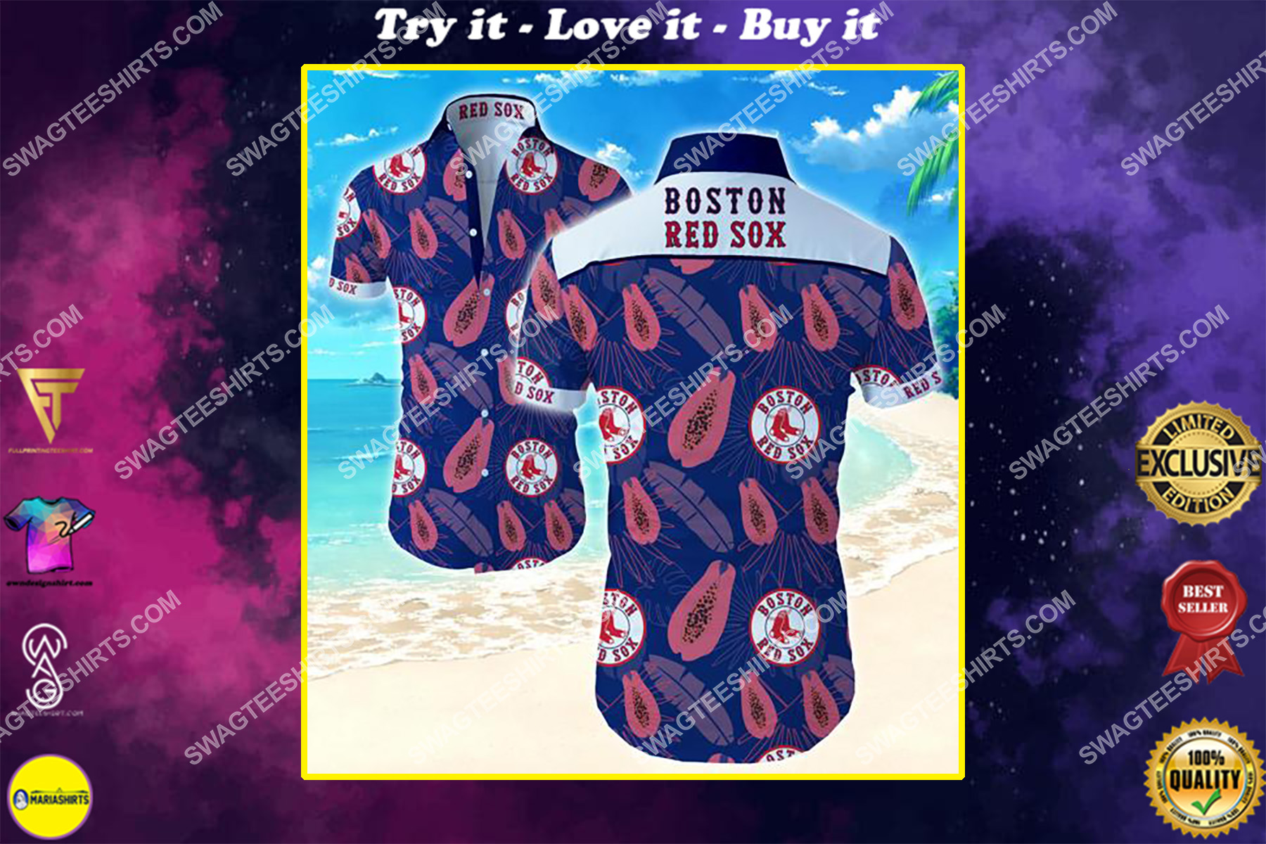 mlb boston red sox team summer hawaiian shirt