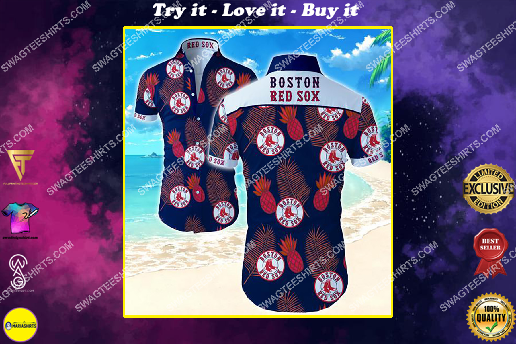 mlb boston red sox team tropical summer hawaiian shirt
