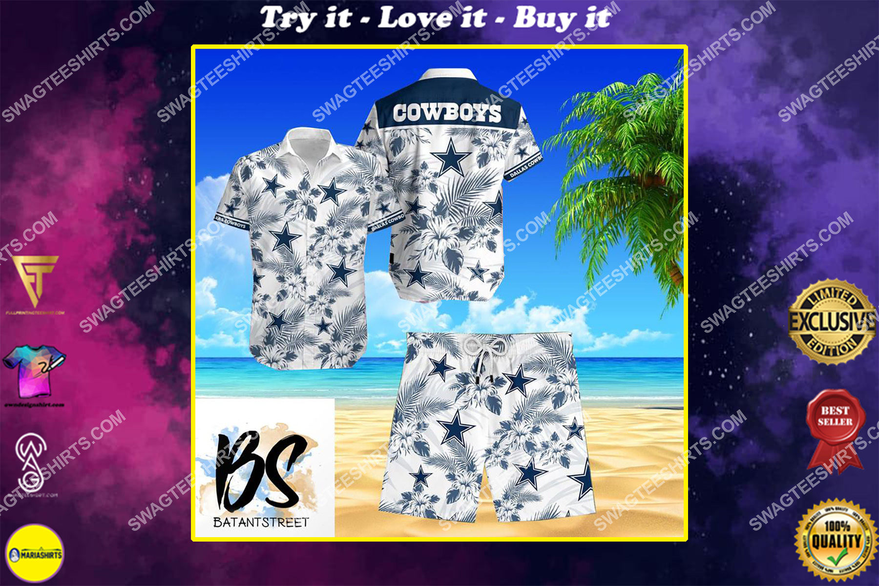 nfl dallas cowboys full printing hawaiian shirt