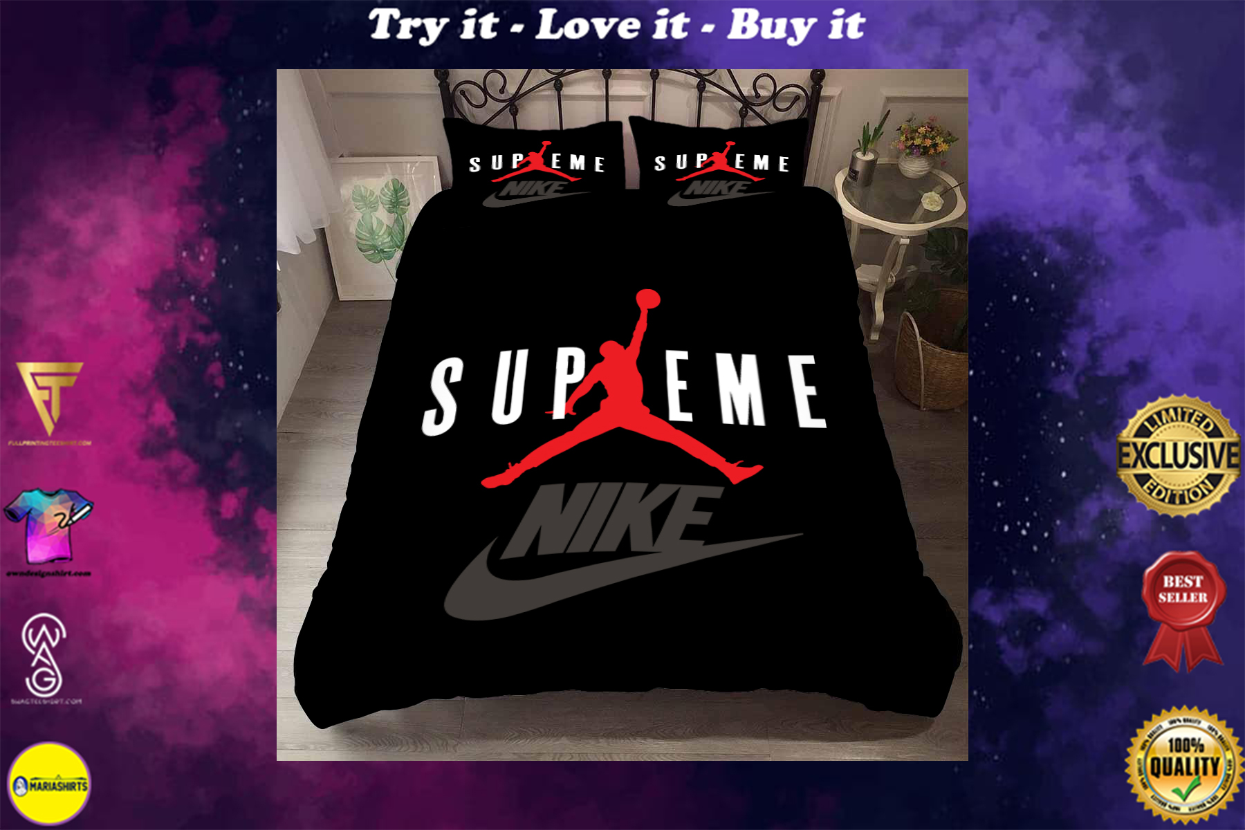 Buy Famous Nike Air Jordan Just Do It Supreme Bedding Sets Bed Sets, Bedroom  Sets, Comforter Sets, Duvet Cover, Bedspr… in 2023