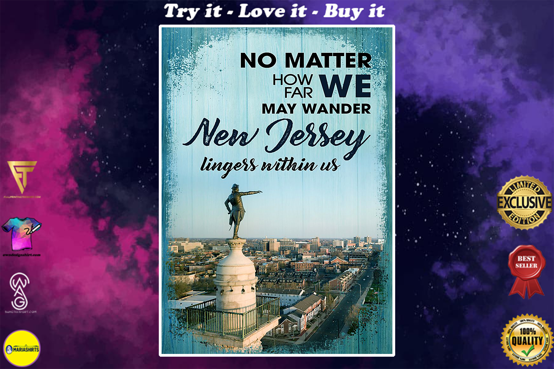 no matter how far we may wander new jersey lingers within us poster