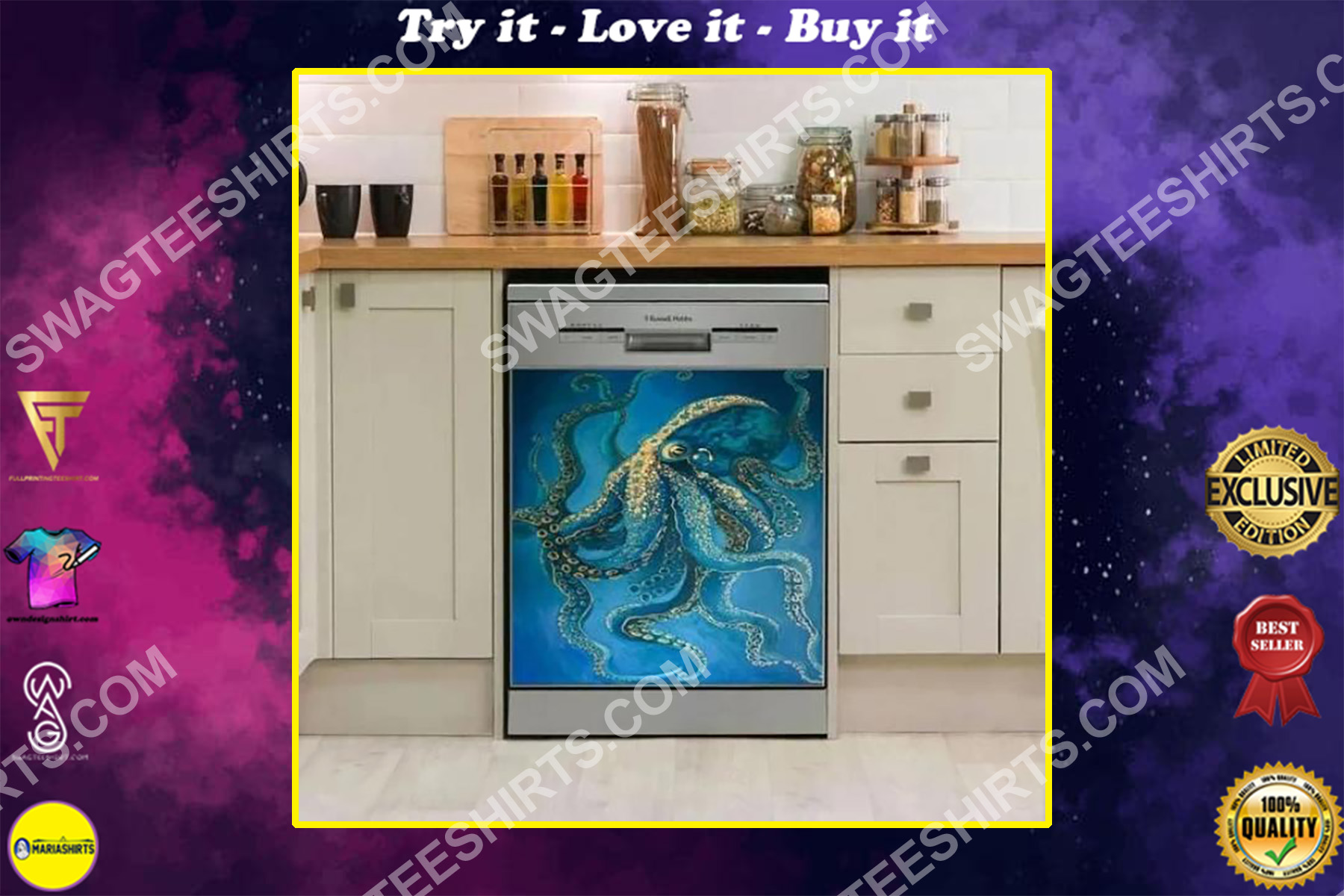 ocean octopus kitchen decorative dishwasher magnet cover
