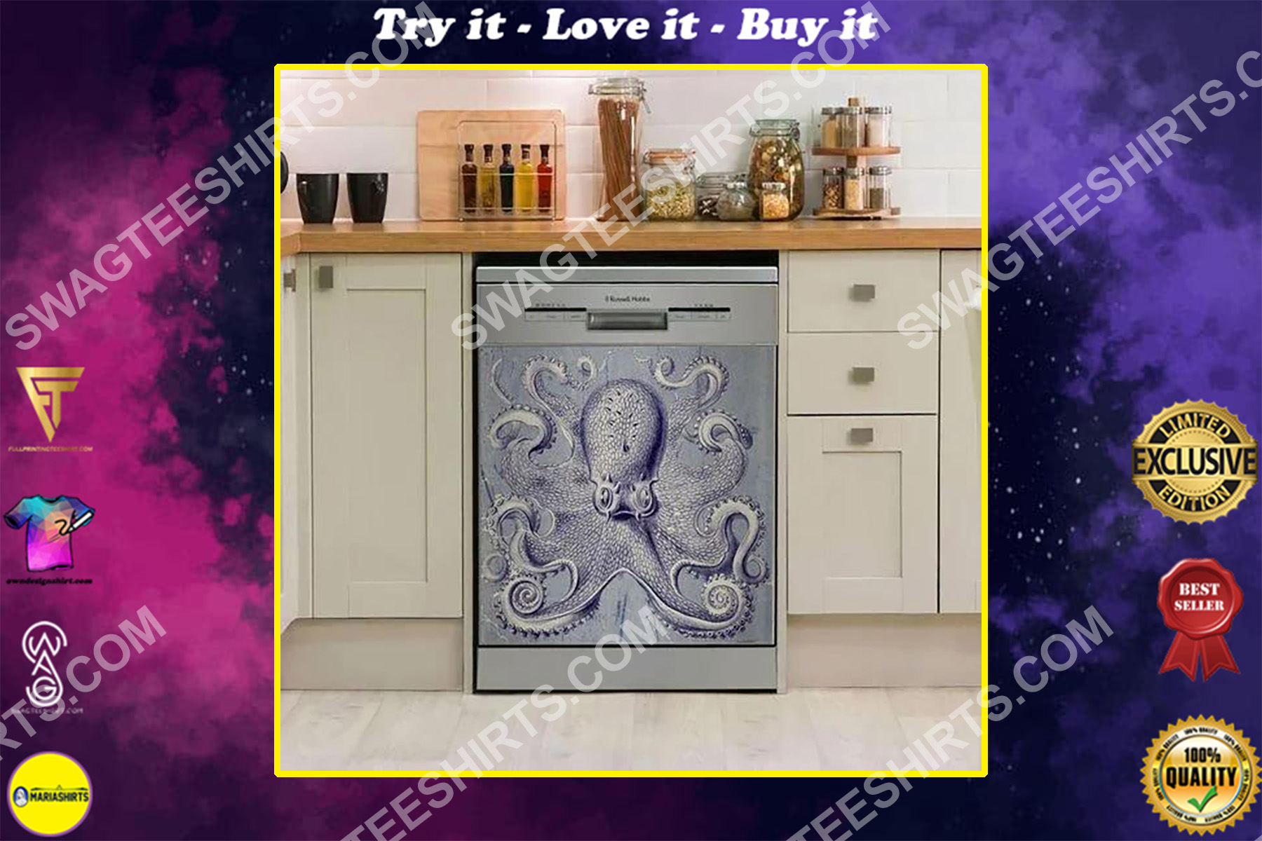 octopus kitchen decorative dishwasher magnet cover