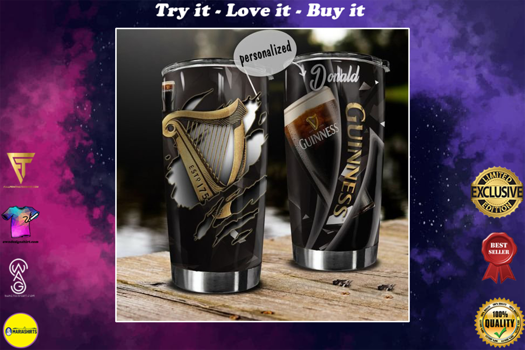 personalized name guinness beer tumbler