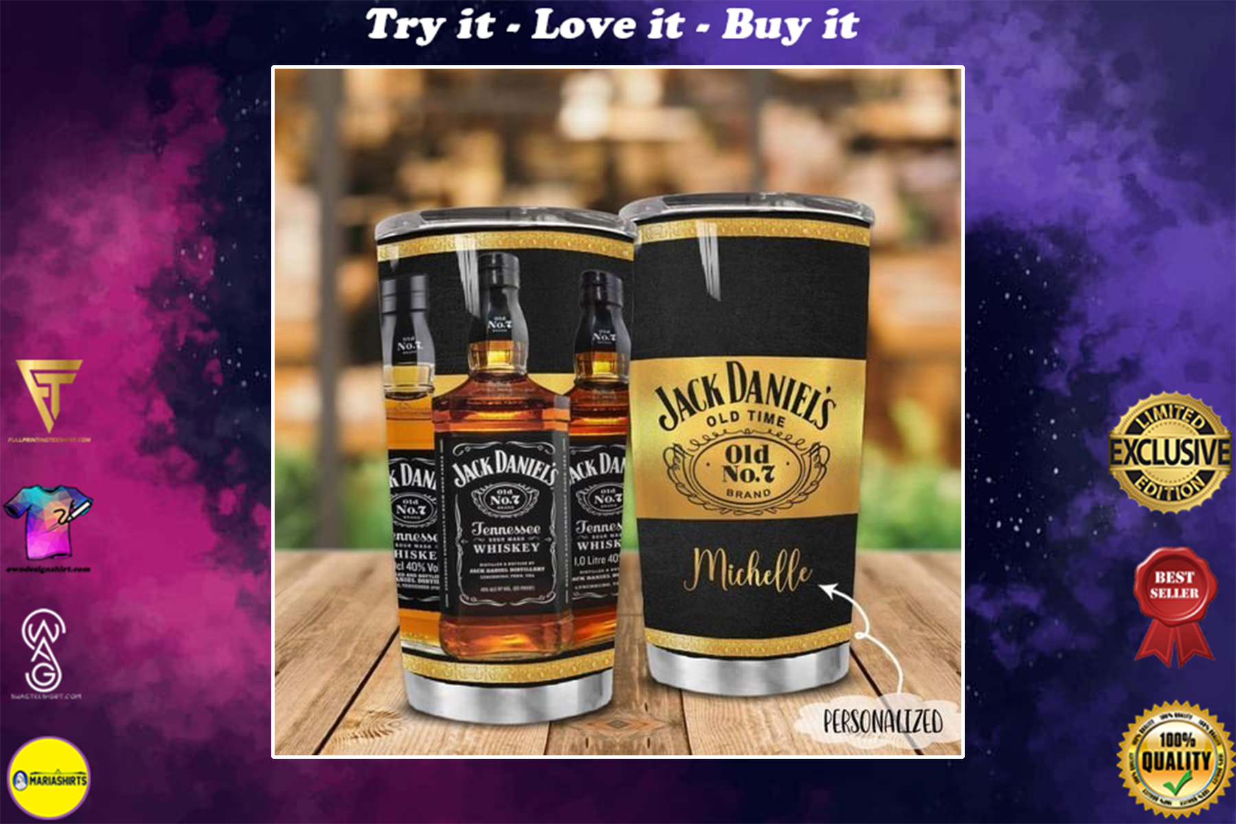 personalized name jack daniels old time no 7 tumbler