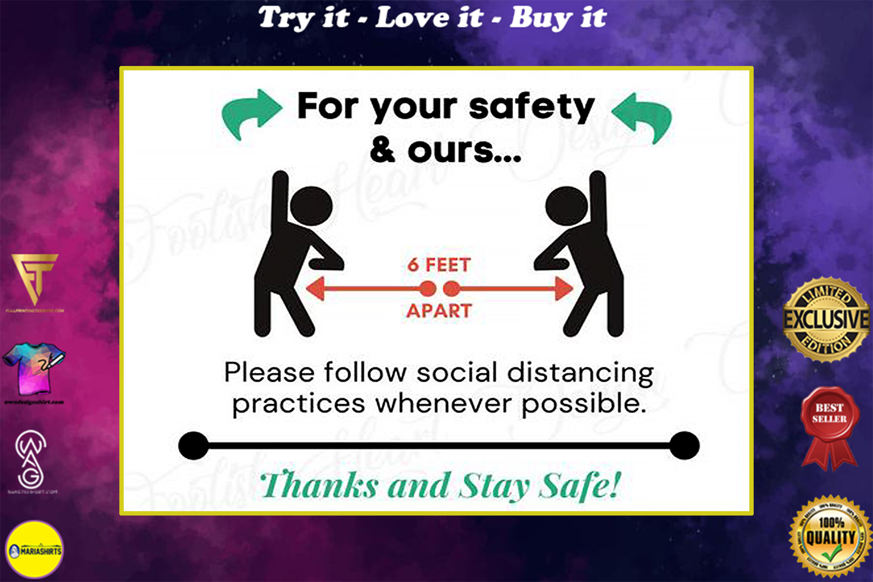 practice social distancing for your safety and ours poster
