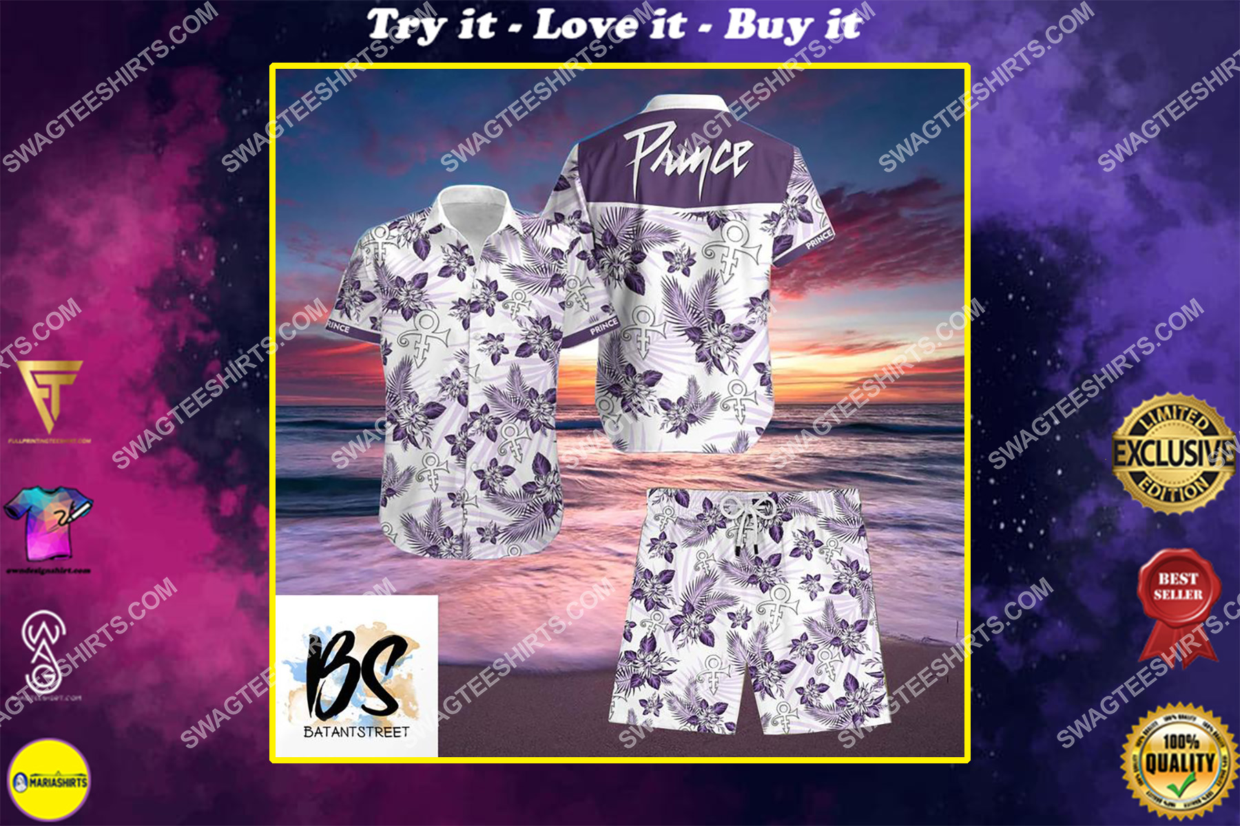 prince music lover full printing hawaiian shirt