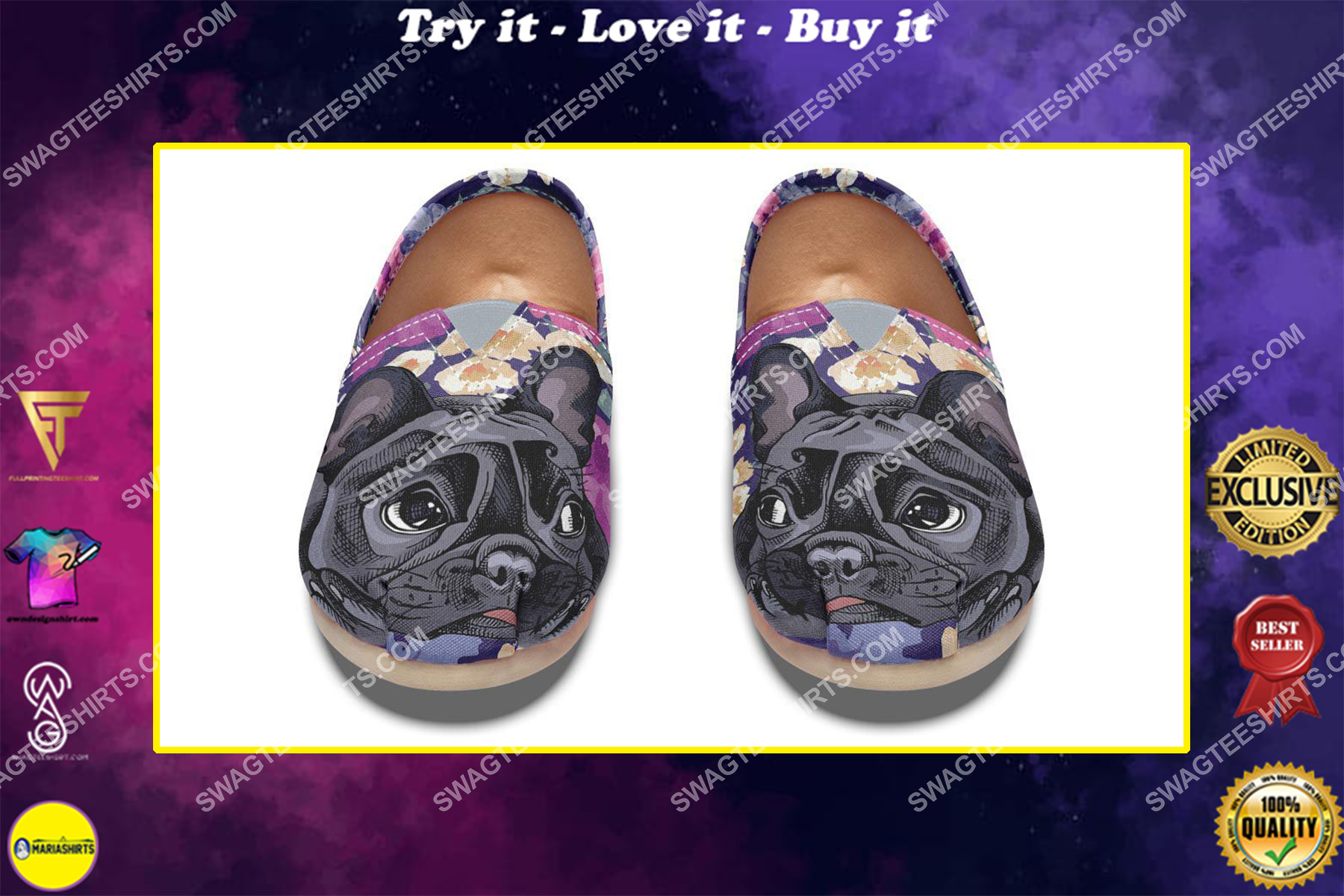 retro french bulldog dogs lover all over printed toms shoes