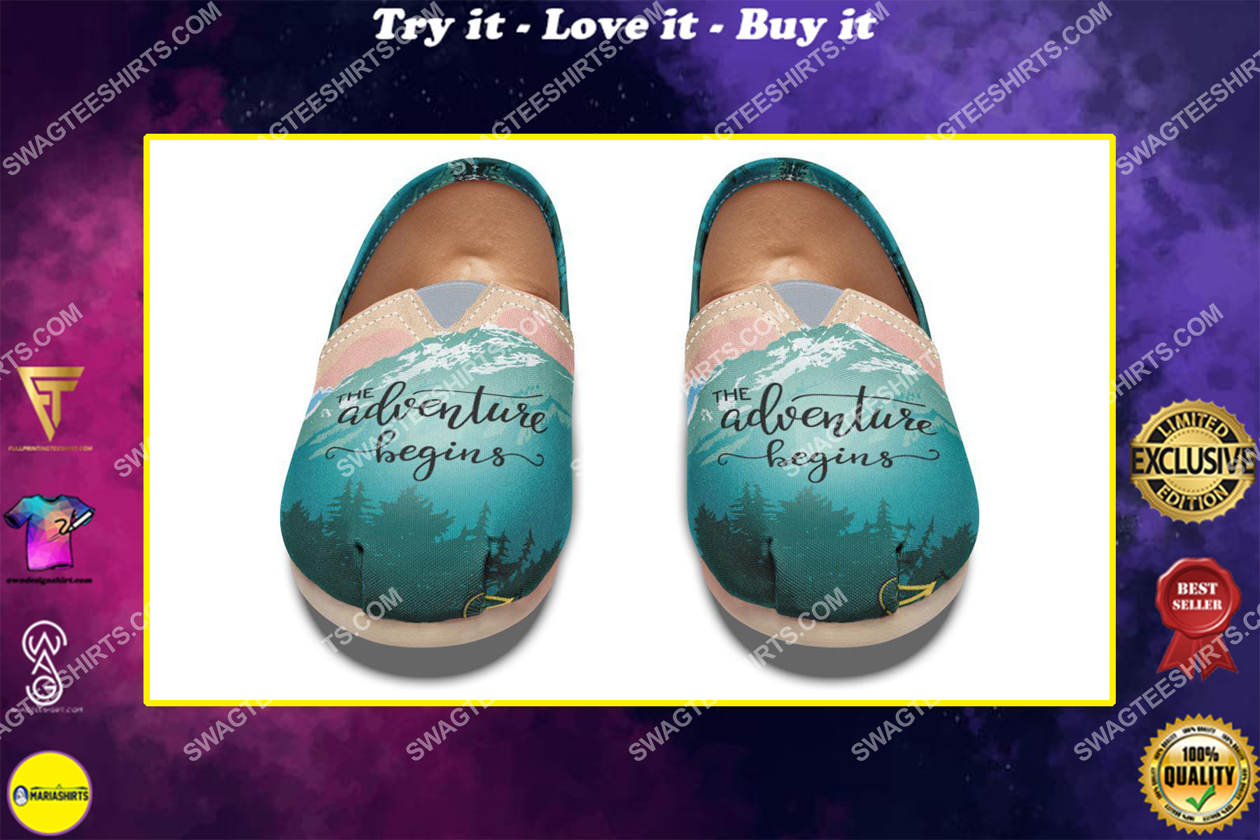retro the adventure begins camping all over printed toms shoes